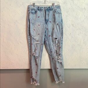Tinseltown Blue Boyfriend Jeans with Raw Hem